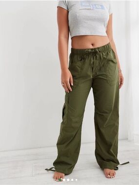 aerie Olive Green Wide-Leg Cargo Pants